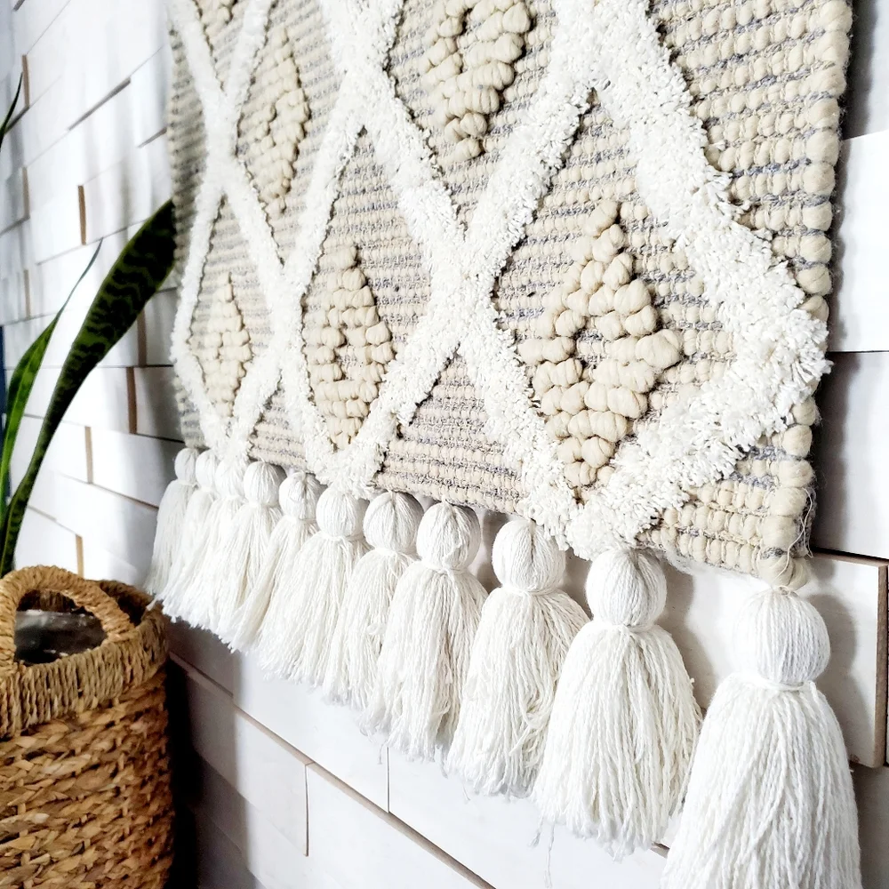 Habitat Decor Diamond Wool & Jute Wall Tapestry